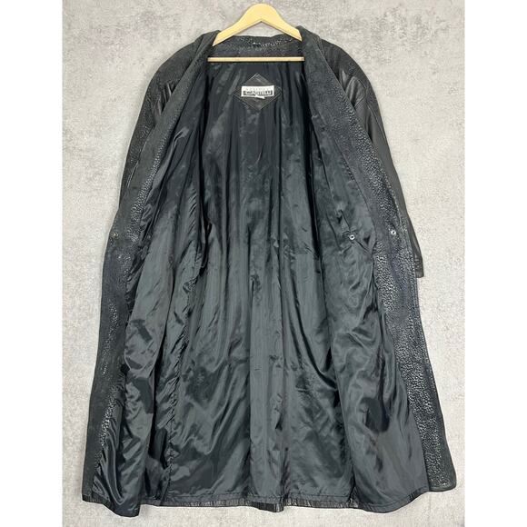 Vintage Roberta Di Castelli Leather Coat Womens Medium Long Mob Wife Matrix 90s - Picture 12 of 15